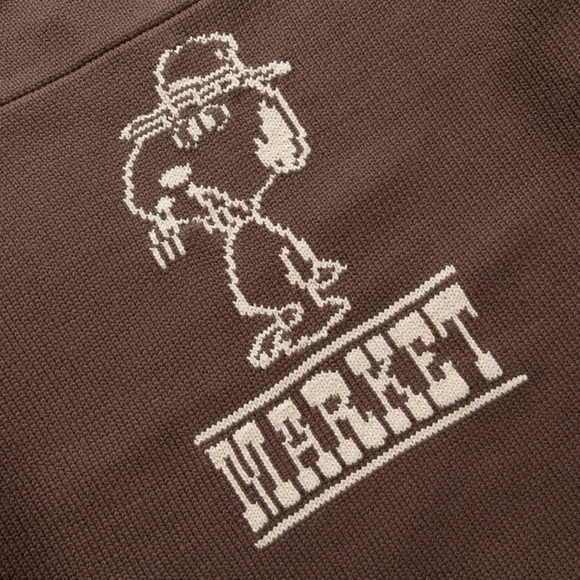 Peanuts x Market Spike Knit Brown Snoopy Collaboration Sweater NWT, US Men's MED - Picture 4 of 8